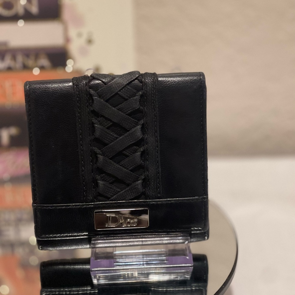 Christian Dior EUC Vntg Ballet Corset Bifold Black Leather Compact Wallet (W138) - Picture 8 of 13
